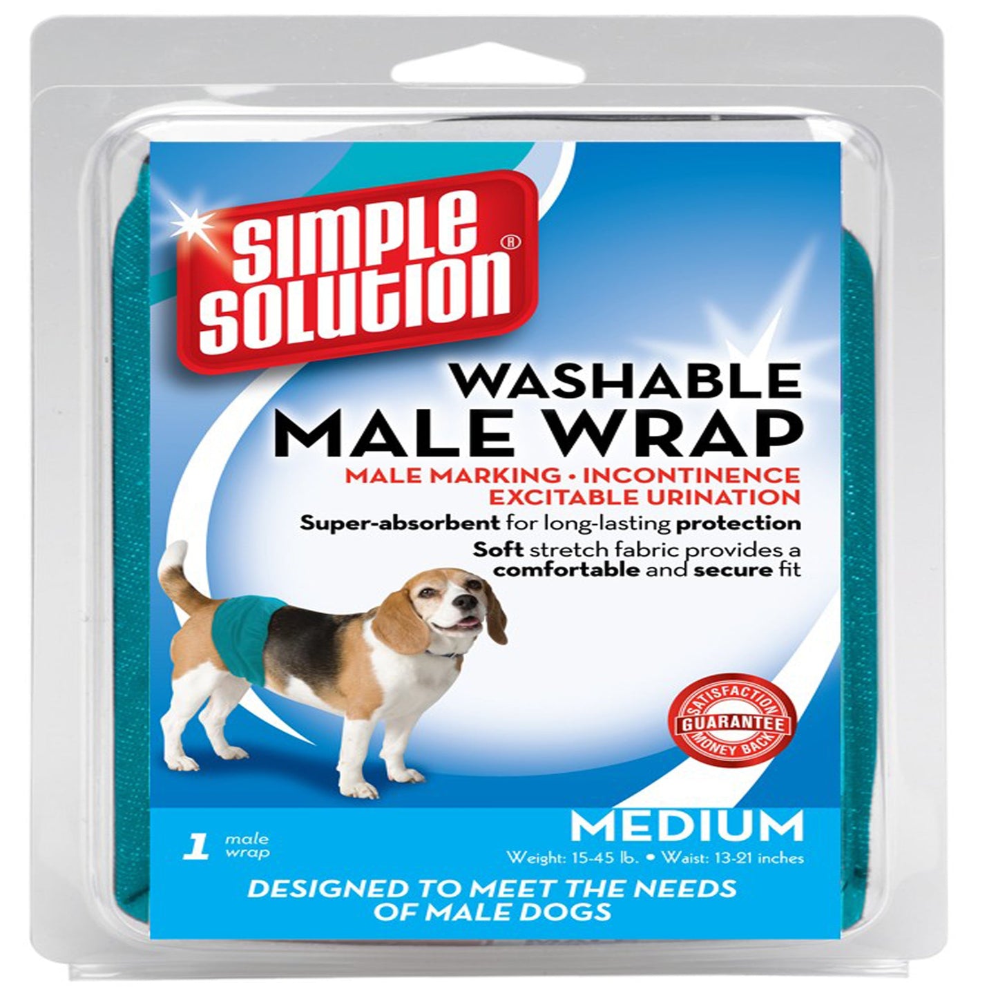 Simple Solution Washable Male Wrap Blue 1ea/MD