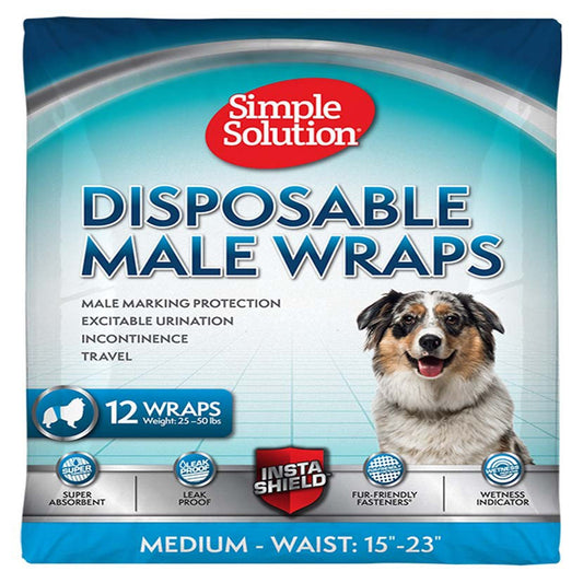 Simple Solution Disposable Male Wraps White 1ea/MD, 12 pk