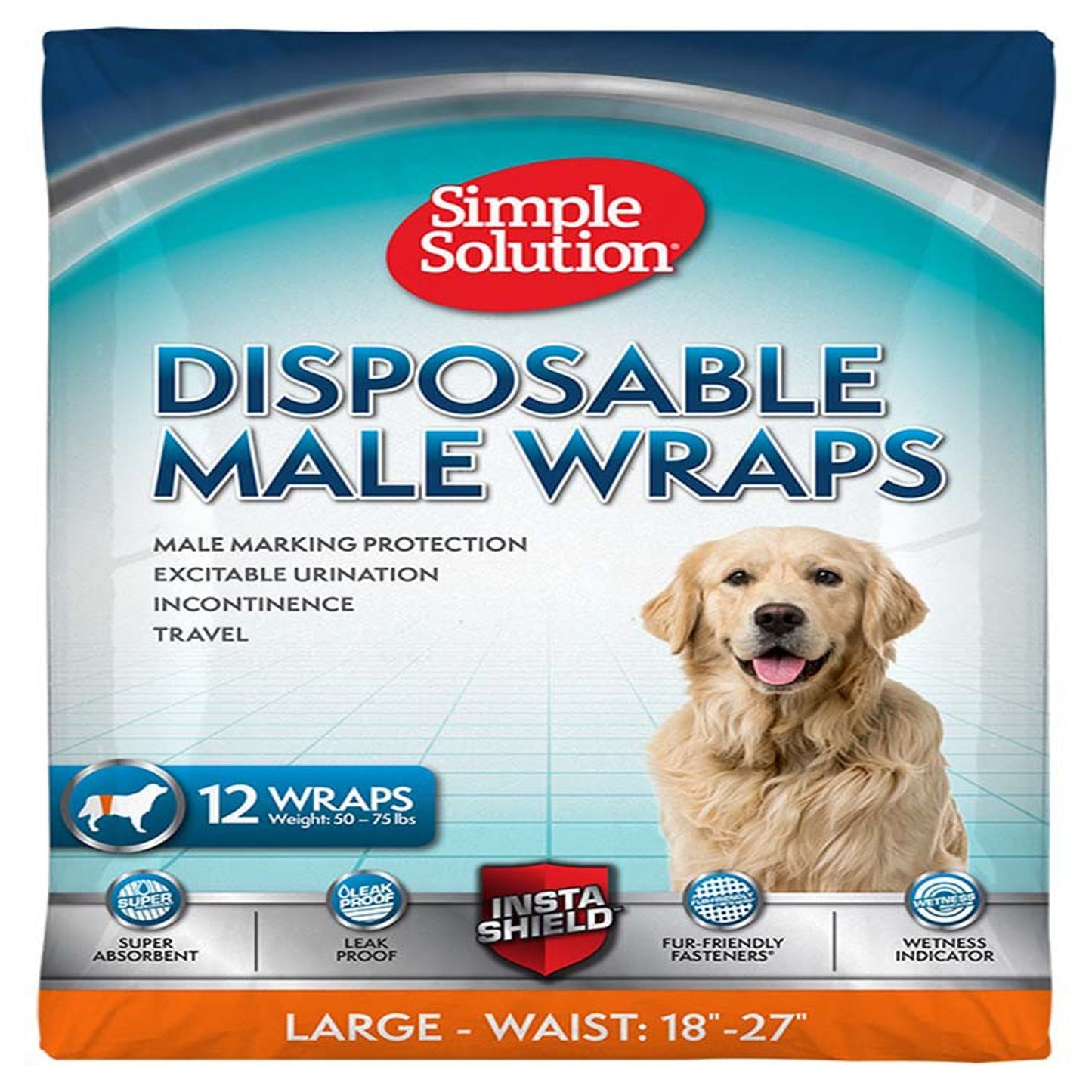 Simple Solution Disposable Male Wraps White 1ea/LG, 12 pk