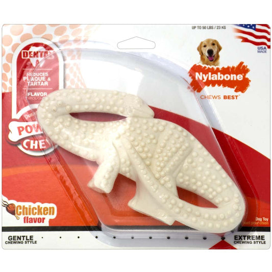 Nylabone Power Chew Dental Dinosaur Dog Toy Chicken 1ea/Large/Giant - Up To 50 lb