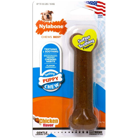 Nylabone Just for Puppies Teething Chew Classic Bone Classic Bone Chicken 1ea/Medium/Wolf - Up To 35 lb