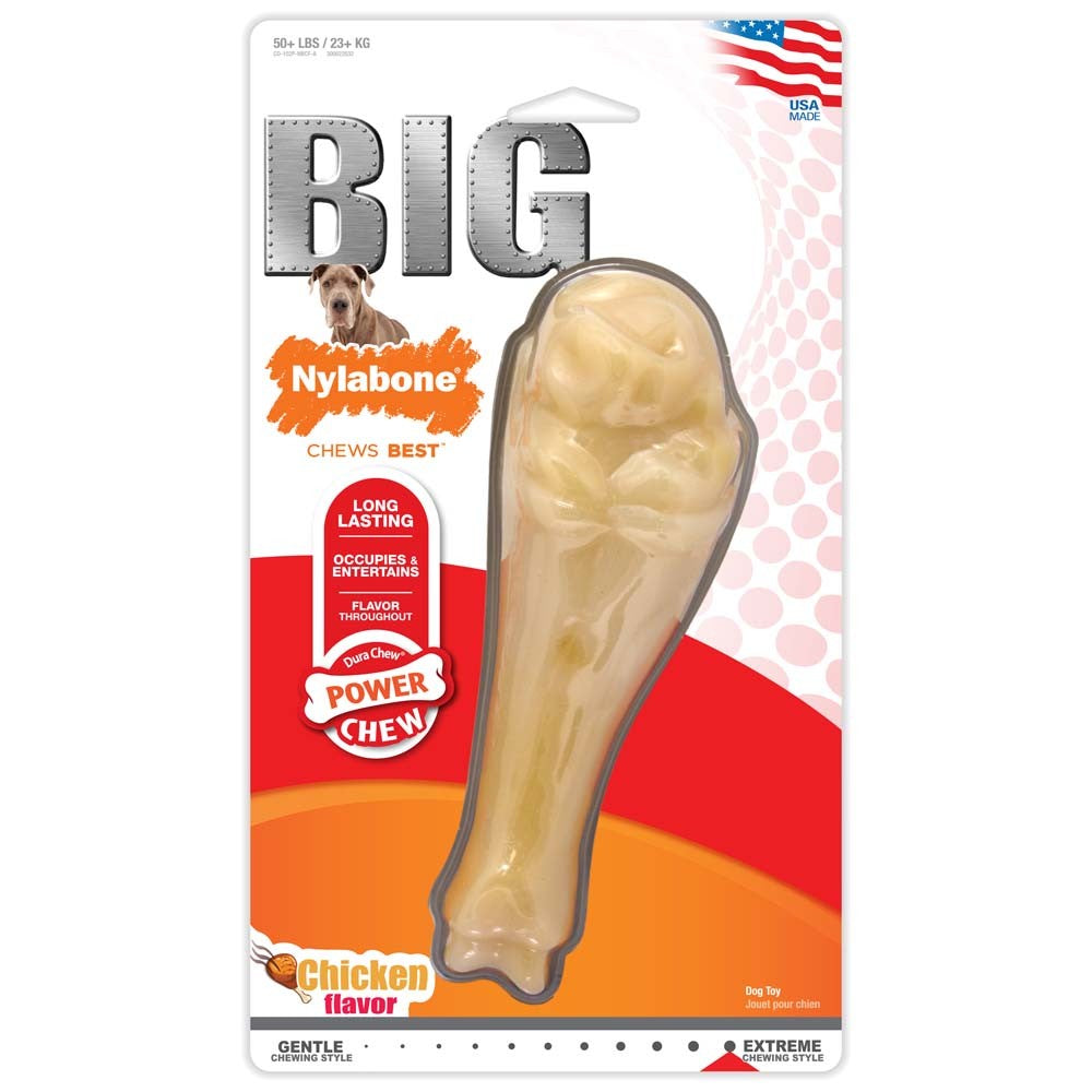 Nylabone Power Chew Jumbo Drumstick Big Dog Chew Toy Chicken 1ea/XXL/Monster - 50++ lb