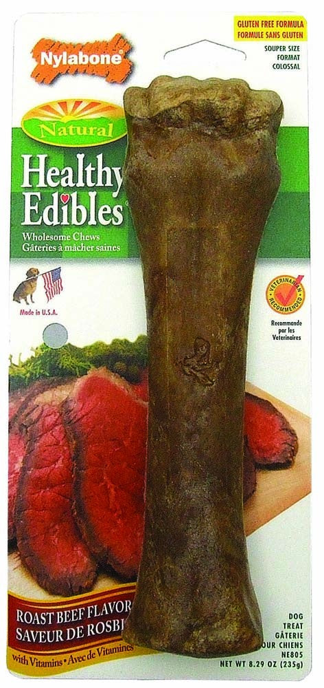 Nylabone Healthy Edibles AllNatural Long Lasting Roast Beef Dog Chew Treats 1 Count, Souper  50 lb