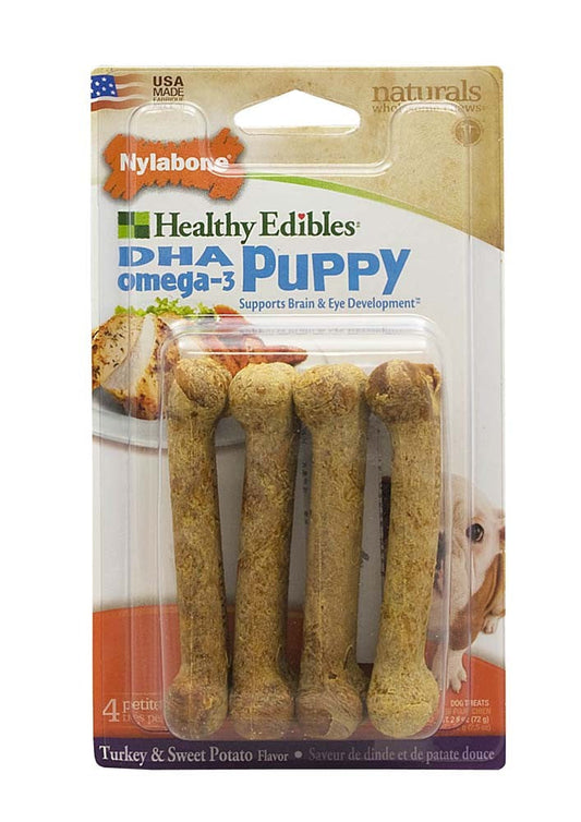 Nylabone Healthy Edibles Puppy Turkey  Sweet Potato Dog Chew Treats Turkey  Sweet Potato, XS/Petite  Up To 15 Lbs. 4 ct