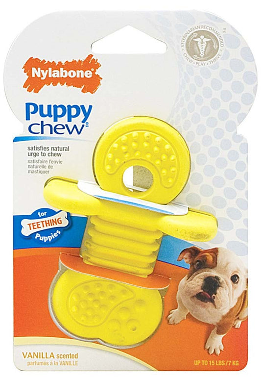 Nylabone Puppy Rubber Teethers Rubber Teether Vanilla Yellow 1ea/SMall/Regular - Up To 25 Ibs.