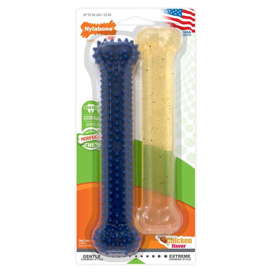 Nylabone Dental Chew and Flexi Bone Combo Pack Dog Chew Toys Chicken 1ea/Large/Giant - Up To 50 lb