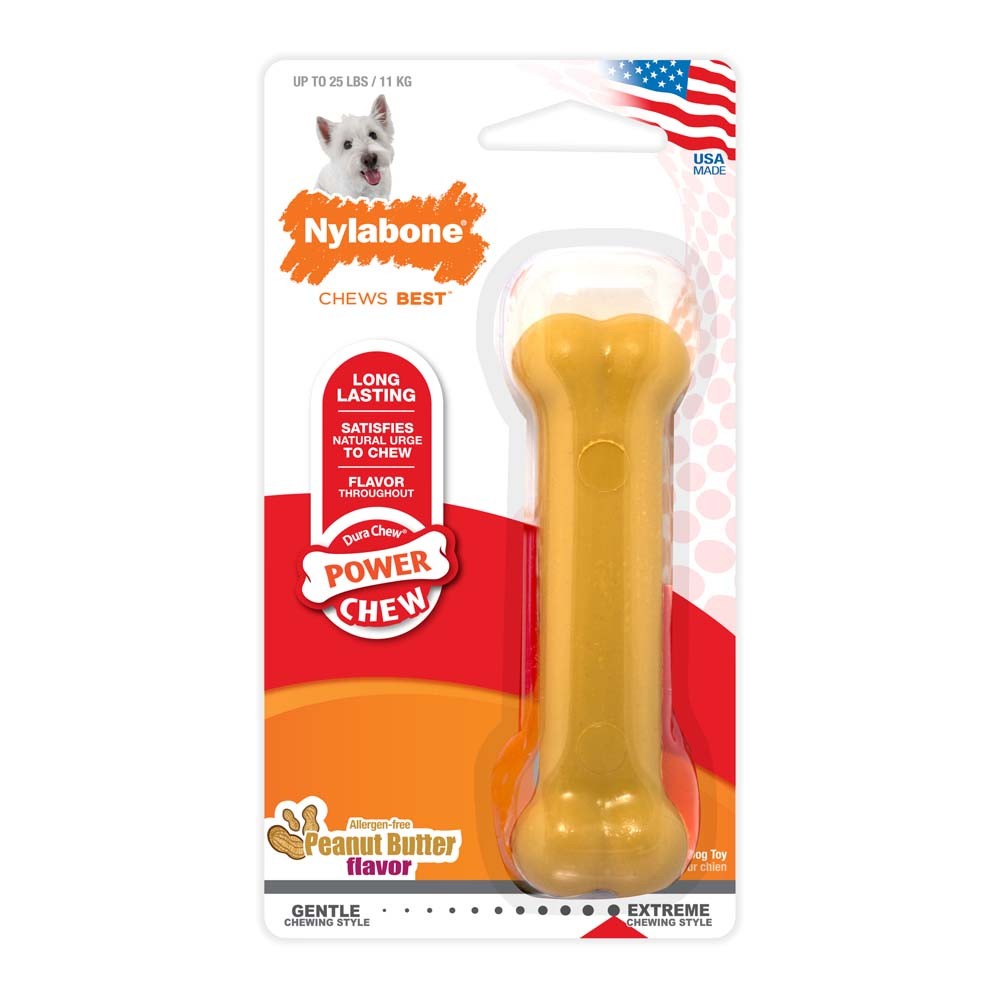 Nylabone Power Chew Dog Toy Peanut Butter 1ea/SMall/Regular - Up To 25 Ibs.