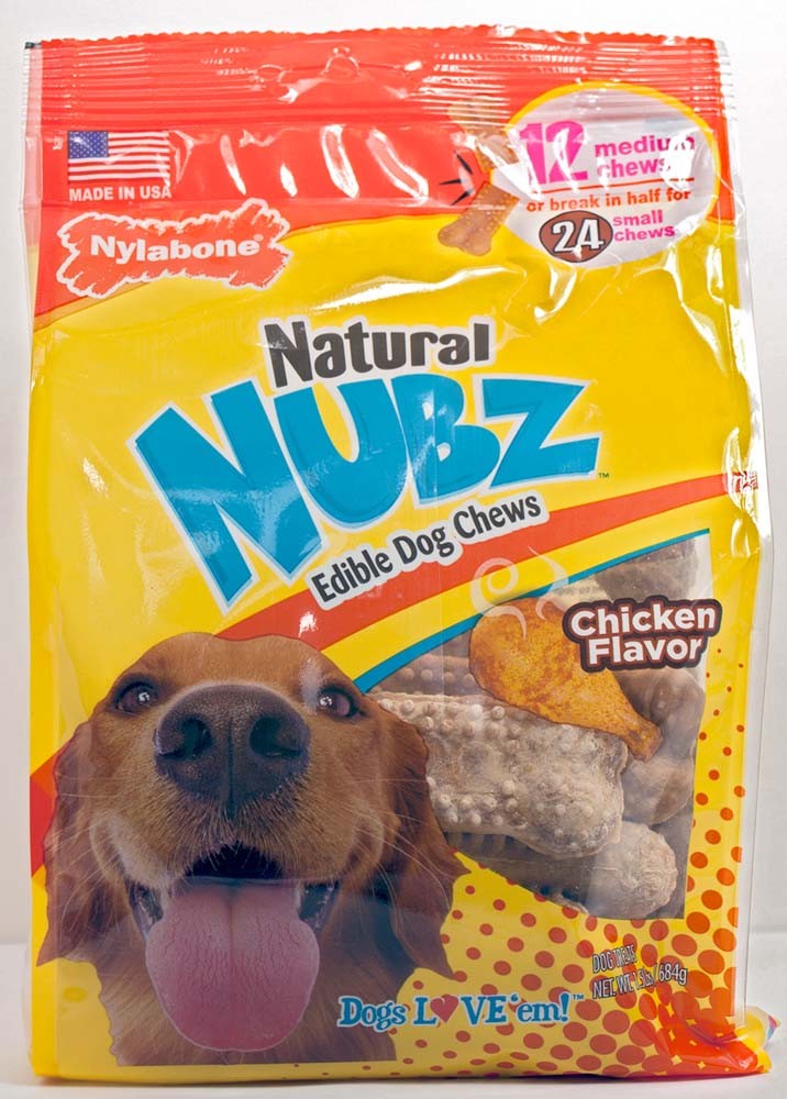 Nylabone Natural Nubz Chicken Dog Treats Chicken, Large  30 Lbs. 12 ct