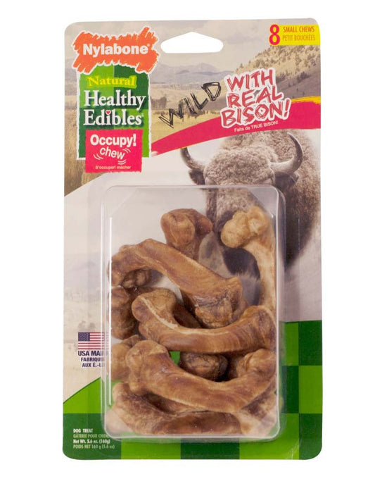 Nylabone Healthy Edibles WILD Natural Long Lasting Bison Dog Chew Treats Bison, SMall/Regular  Up To 25 Ibs. 8 ct