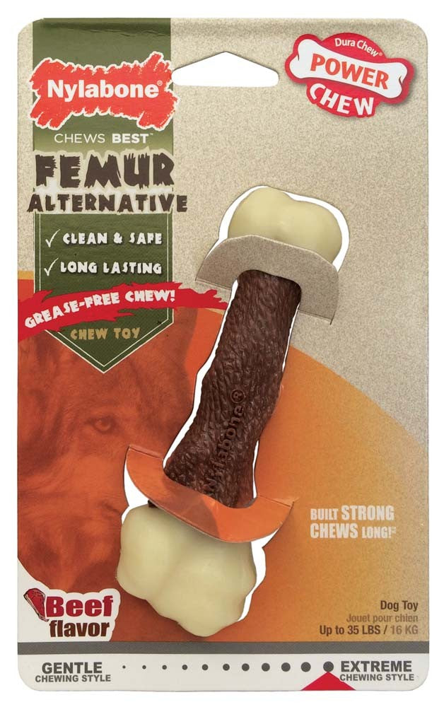 Nylabone Power Chew Femur Dog Bone Alternative Beef 1ea/Medium/Wolf - Up To 35 lb