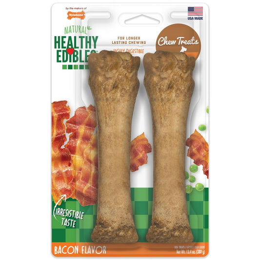 Nylabone Healthy Edibles All-Natural Long Lasting Bacon Chew Treats Bacon 1ea/XL/Souper - 50+ lb