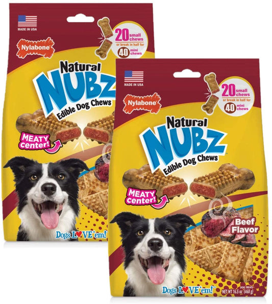 Nylabone Nubz Meaty Center Natural Long Lasting Edible Dog Chews Beef 1ea/SMall - Up To 30 lb