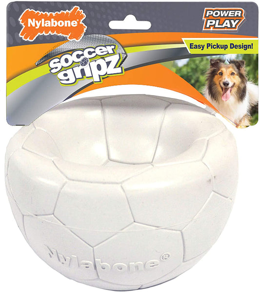 Nylabone Power Play Gripz Dog Soccer Ball Toy 1ea/Medium/Wolf - Up To 35 lb