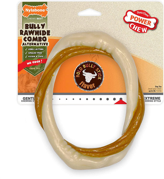 Nylabone Power Chew Alternative Bully Rawhide Combo Ring Bully Stick 1ea/Medium/Wolf - Up To 35 lb