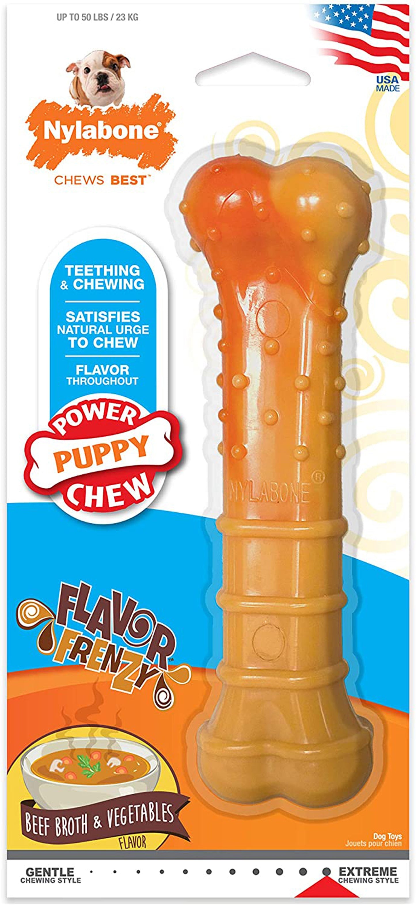 Nylabone Textured Nylon Puppy Chew Toy Beef & Vegetable 1ea/Large/Giant - Up To 50 lb