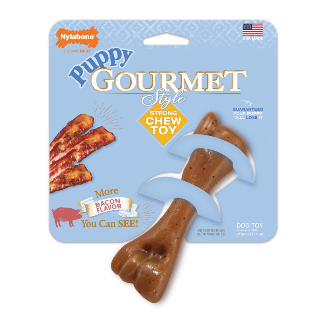 Nylabone Gourmet Style Strong Femur Puppy Chew Toy Bacon 1ea/SMall/Regular - Up To 25 Ibs.