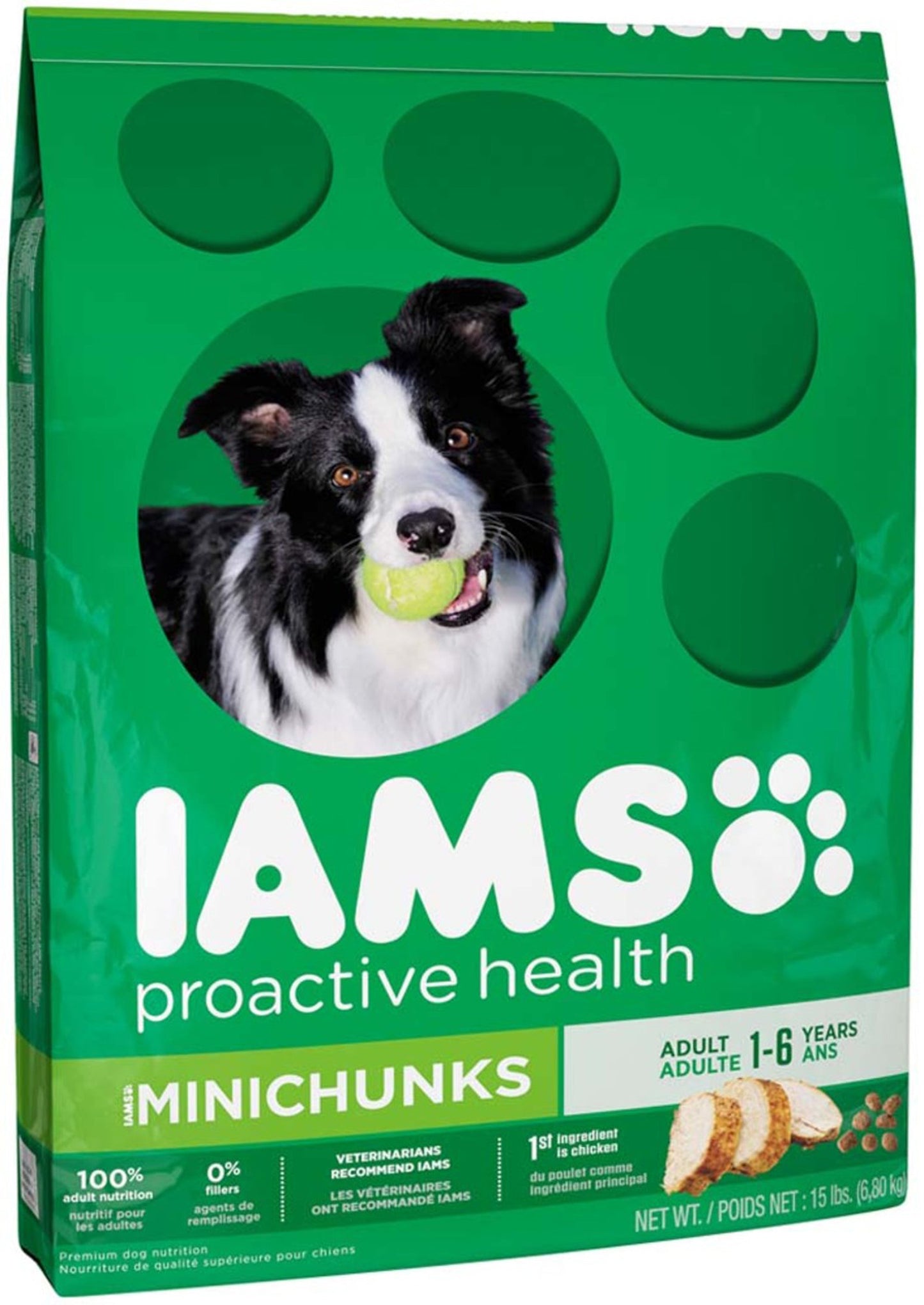 IAMS Minichunks Small Kibble High Protein Adult Dry Dog Food Real Chicken 1ea/15 lb