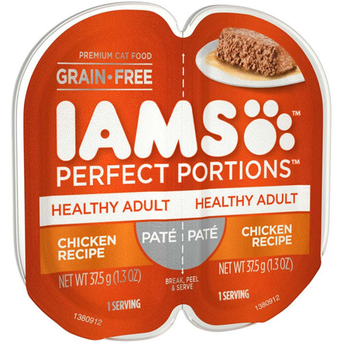 IAMS Perfect Portions Grain Free Healthy Paté Adult Wet Cat Food Chicken 24ea/2.6 oz, 24 pk