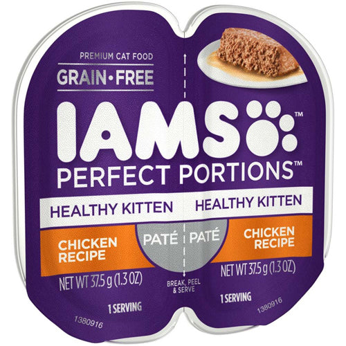 IAMS Perfect Portions Grain Free Healthy Paté Kitten Wet Cat Food Chicken 24ea/2.6 oz, 24 pk