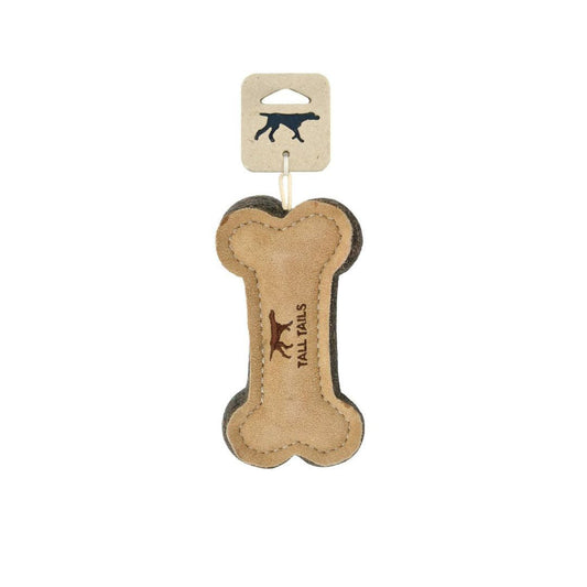 Tall Tails Dog Bone Tug Natural Leather 6 Inches