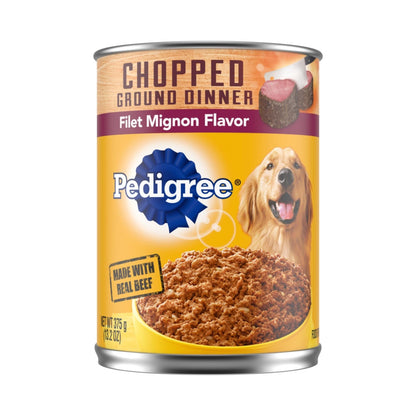 Pedigree Chopped Ground Dinner Adult Wet Dog Food Filet Mignon 13.2oz. (Case of 12)