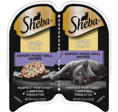 Sheba Perfect Portions Cuts in Gravy Wet Cat Food Savory Mixed Grill 24ea/2.6 oz