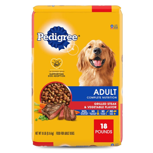 Pedigree Complete Nutrition Adult Dry Dog Food Grilled Steak & Vegetable 1ea/18 lb