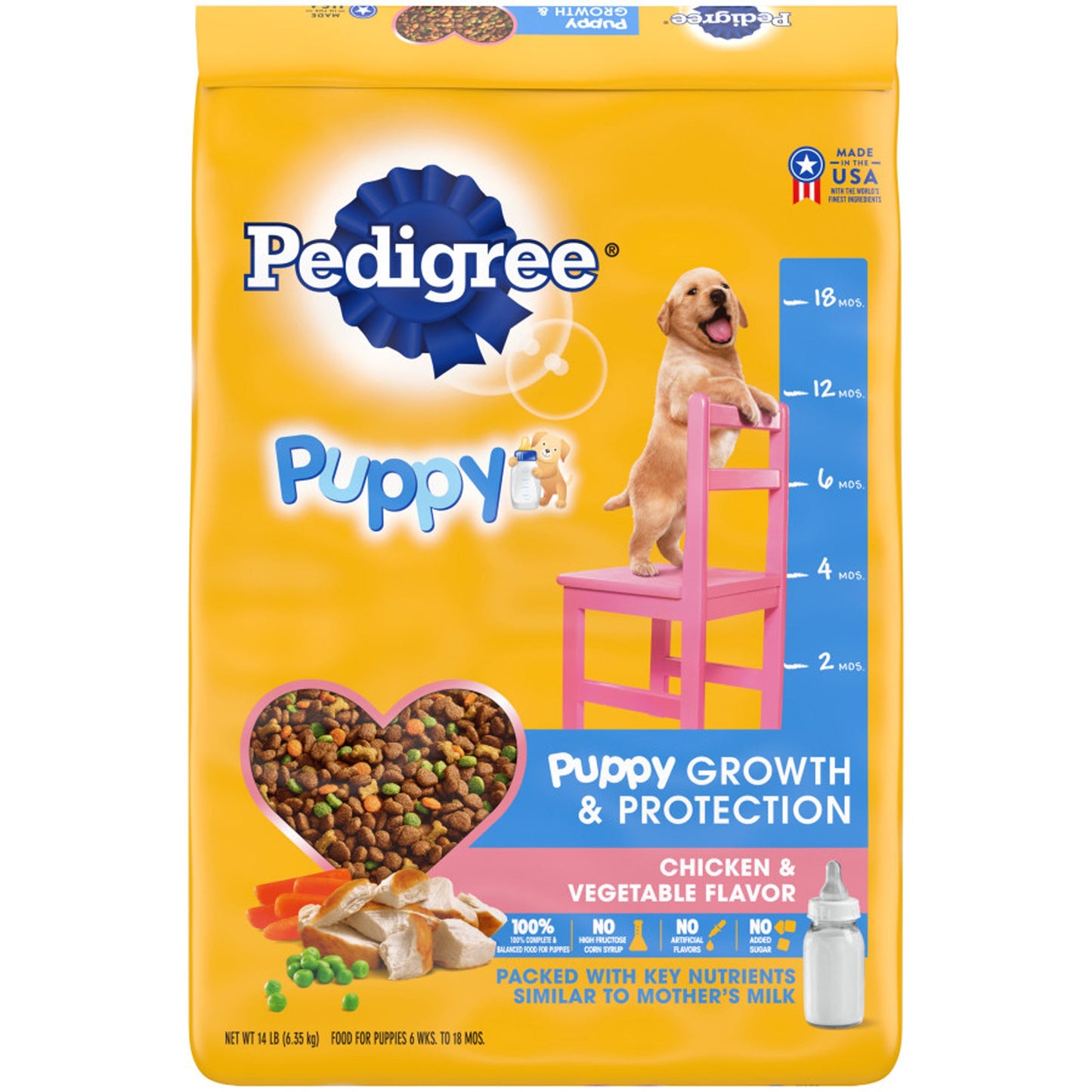 Pedigree Puppy Growth & Protection Dry Dog Food Chicken & Vegetable 1ea/14 lb