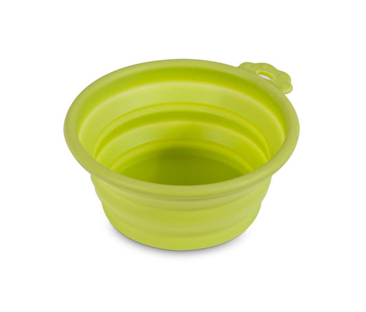 Petmate Silicone Round Travel Pet Bowl Go Go Green 1ea/SM