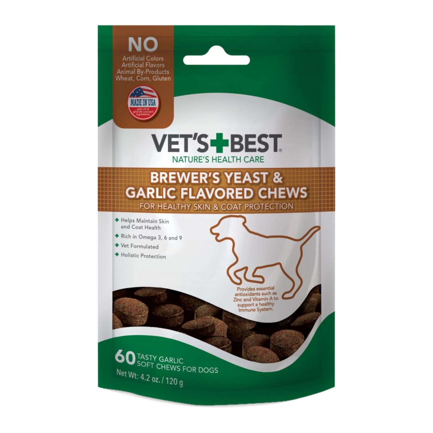 Vet's Best Brewers Yeast and Garlic Flavored Soft Chews for Dogs 1ea/60 ct