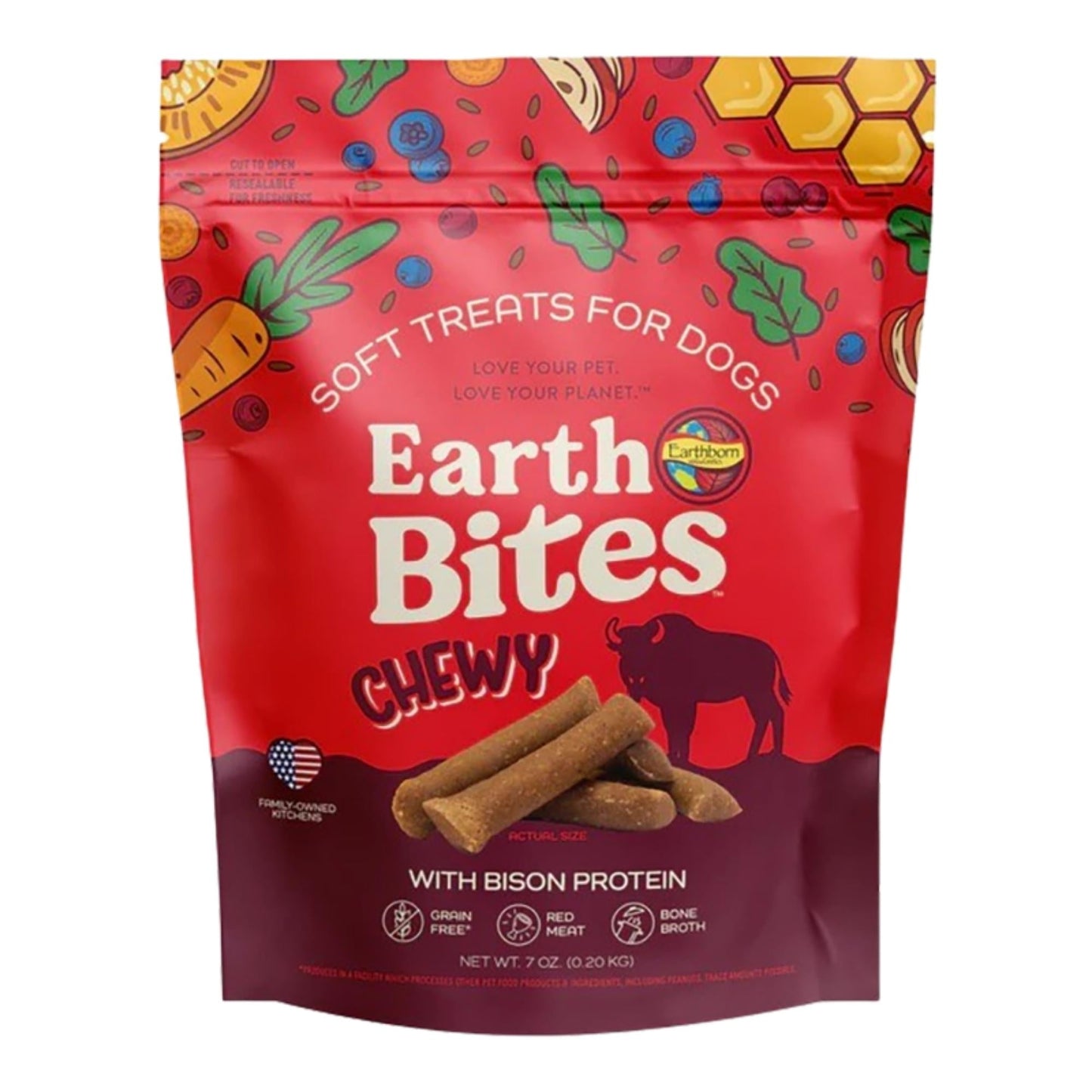 Earthborn Dog Grain Free Earthbites Chewy Bison 7oz.