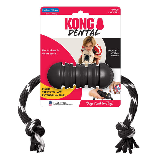 KONG Extreme Dental with Rope Dog Toy Black 1ea/MD