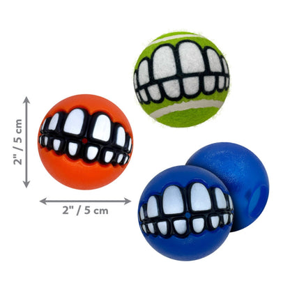 KONG Grinz by Rogz Variety Ball Dog Toys 1ea/SM, 3 pk