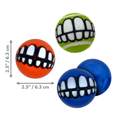 KONG Grinz by Rogz Variety Ball Dog Toys 1ea/MD, 3 pk