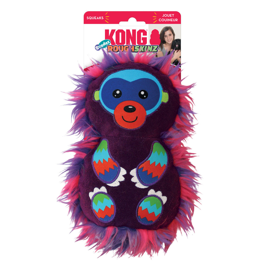 KONG Roughskinz Suedez Monkey Squeaker Dog Toy Purple 1ea/MD