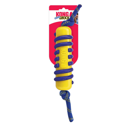 KONG Jaxx Brights Stick with Rope Dog Toy Yellow/Blue 1ea/LG