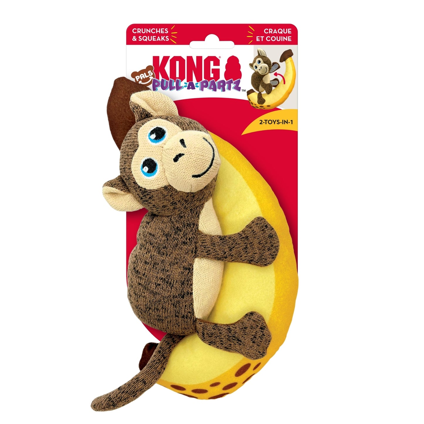 KONG Pull-A-Partz Pals Dog Toy Monkey, MD (2 pack)