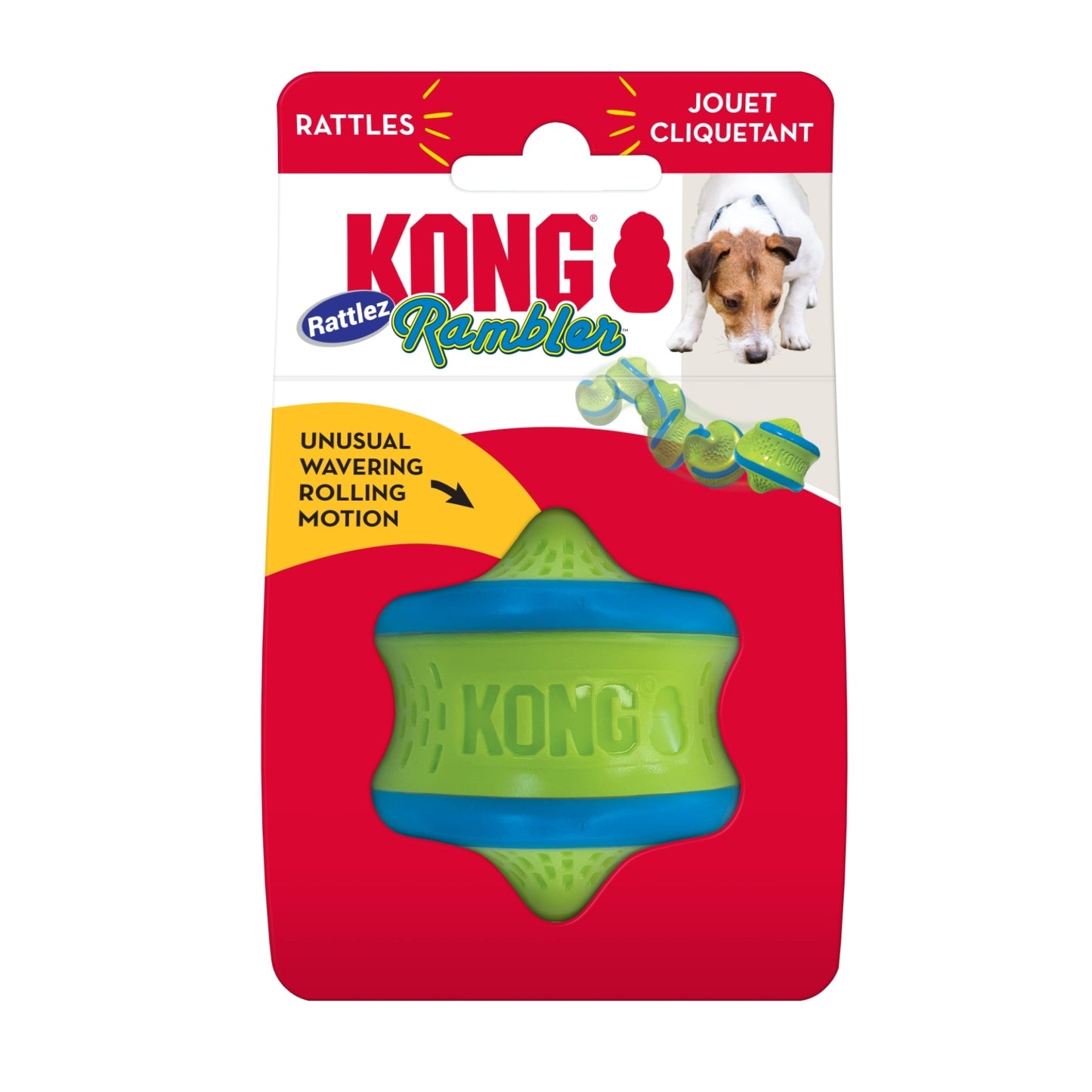 KONG Rambler Rattlez Dog Toy Swirl Ball, MD (2 pack)