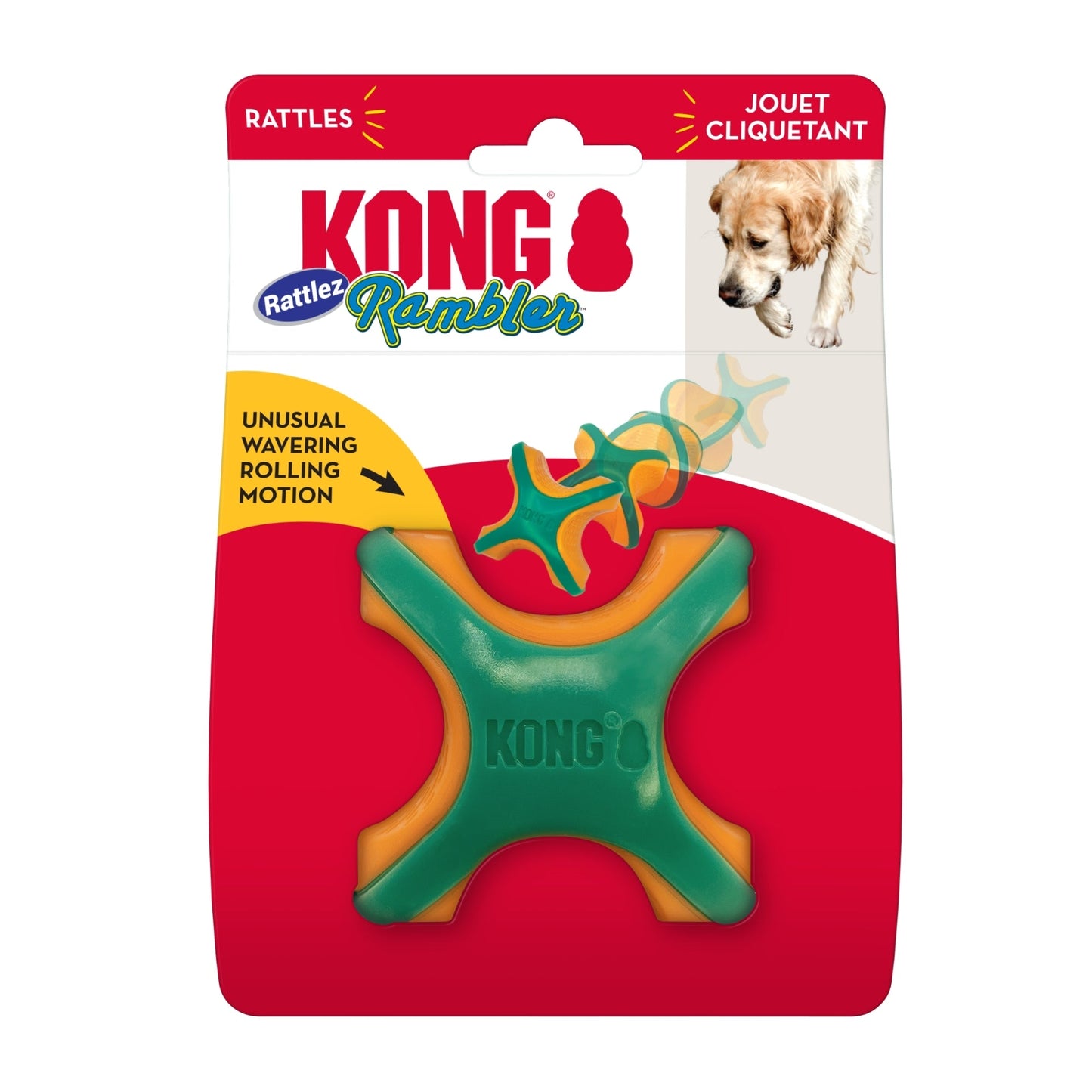 KONG Rambler Rattlez Dog Toy X-Ball, LG (2 pack)