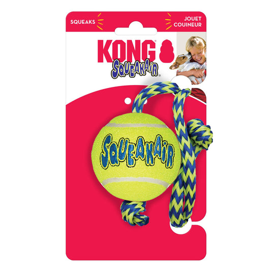 KONG Air Dog Squeaker Tennis Ball With Rope Dog Toy 1ea/MD