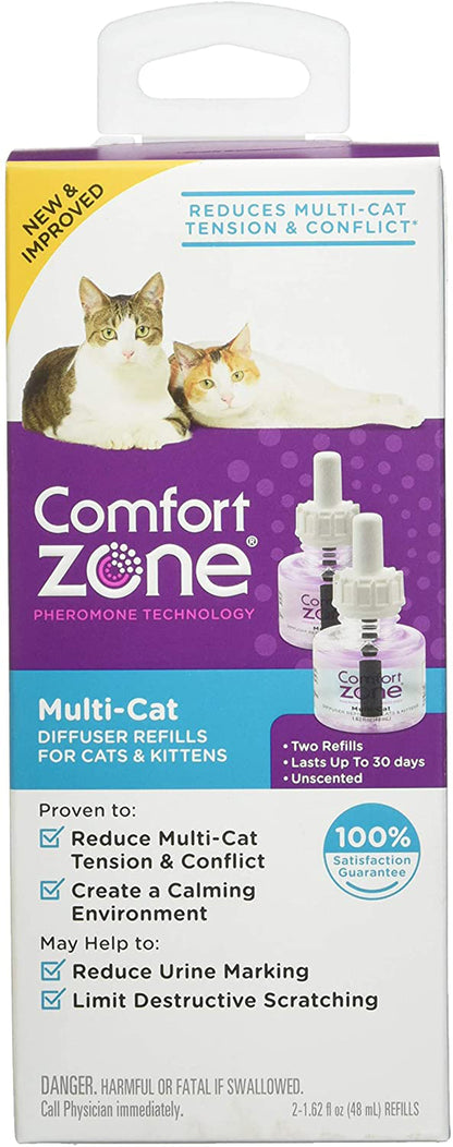 Comfort Zone Multicat Calming Diffuser Refill, 48 ml-2 Pack, 60 Day Use 1ea/2 pk