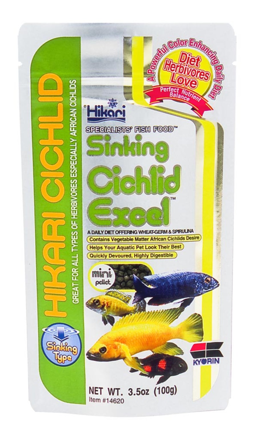 Hikari USA Cichlid Excel Sinking Pellets Fish Food 1ea/3.5 oz, Mini