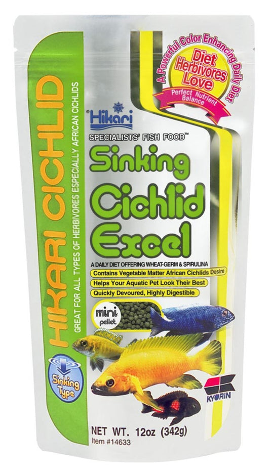 Hikari USA Cichlid Excel Sinking Pellets Fish Food 1ea/12 oz, Mini