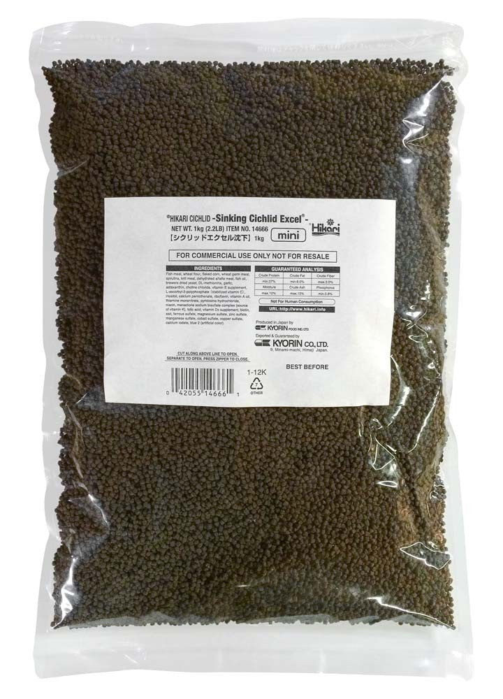 Hikari USA Cichlid Excel Sinking Pellets Fish Food 1ea/2.2 lb, Mini