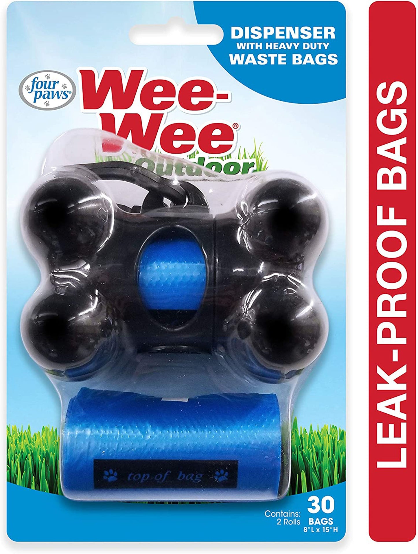 Four Paws Wee-Wee Outdoor Dog Waste Bag Dispenser with Heavy Duty Waste Bags Waste Bags 1ea/30 ct