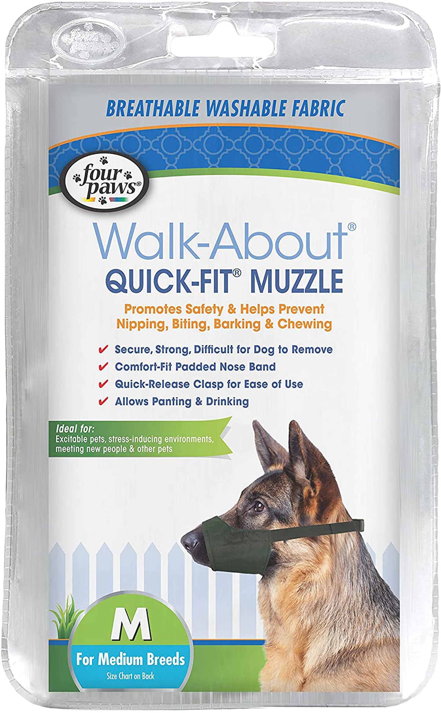 Four Paws Walk-About Quick-Fit Dog Muzzle 1ea/3 - Medium