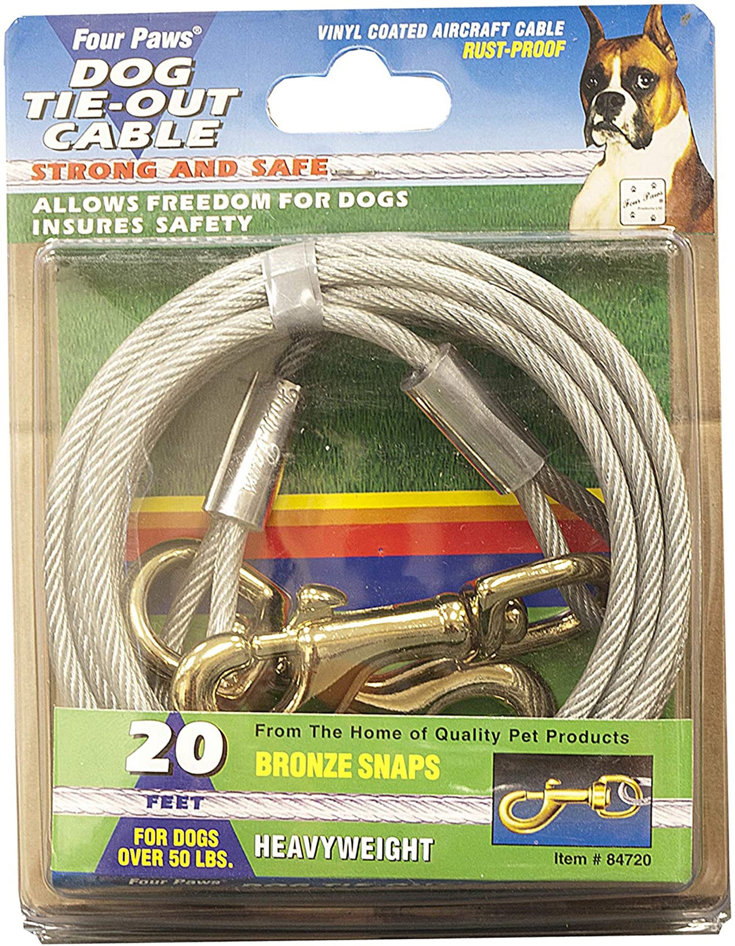 Four Paws Heavy Weight Dog Tie Out Cable Silver 1ea/20 ft