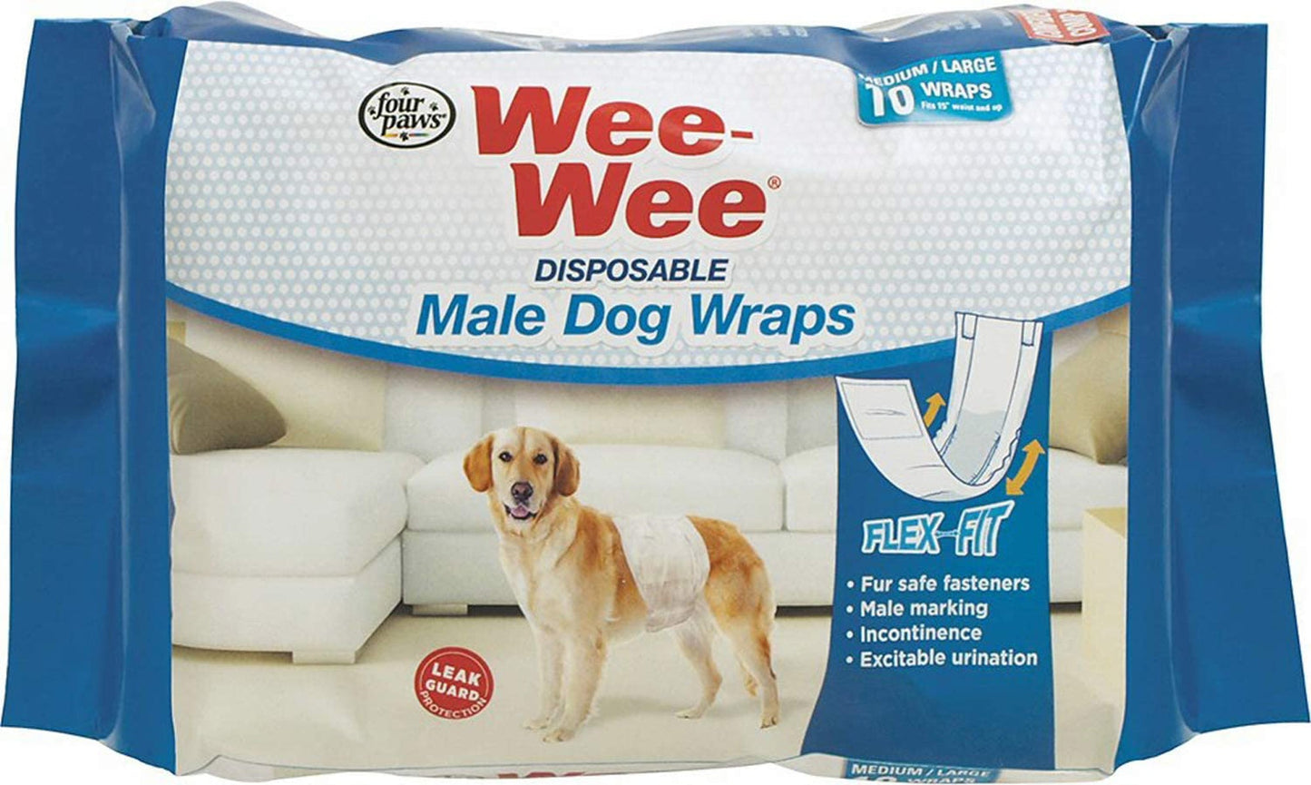 Four Paws Wee-Wee Disposable Male Dog Wraps Male Wraps 1ea/Medium/Large (36 ct)