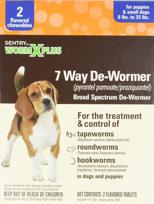 SENTRY Worm X Plus 7 Way De-Wormer for Small Dogs 1ea/2 ct