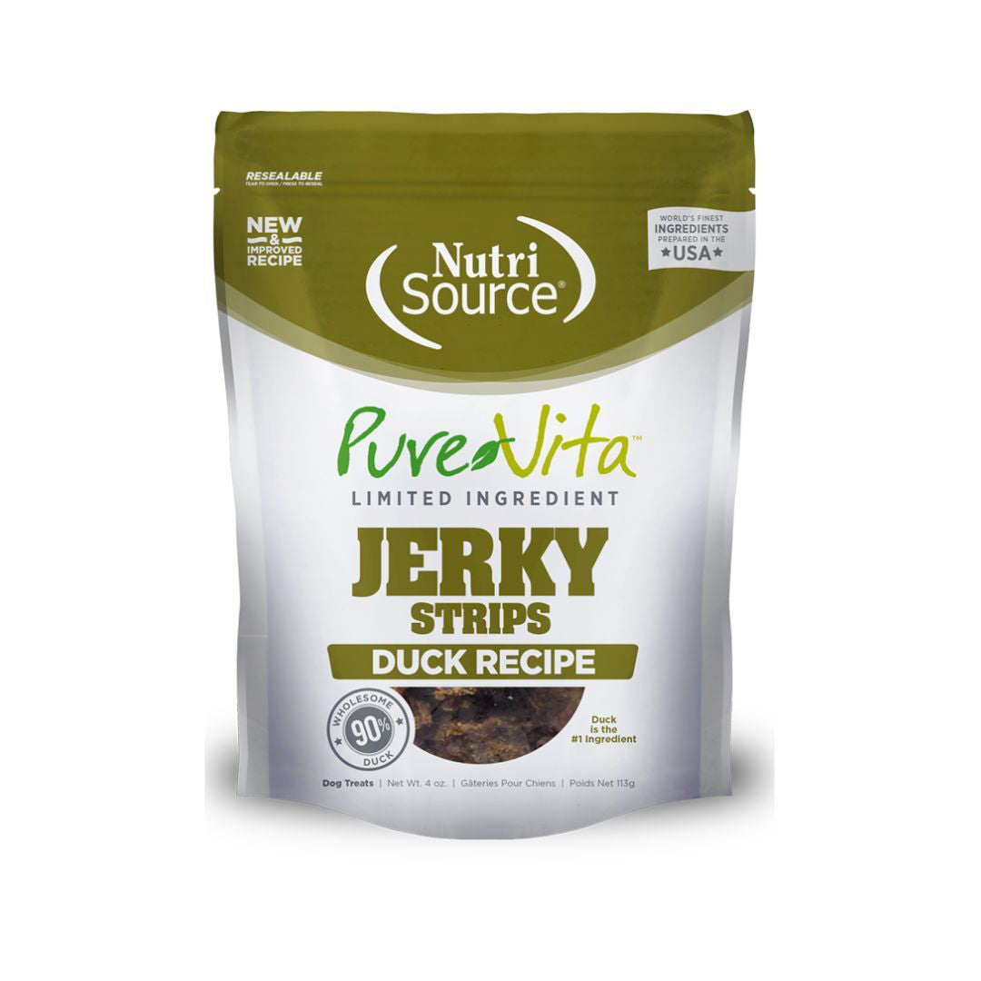 Pure Vita Dog Jerky Treat Duck 4oz.